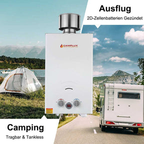 Camplux BW264C Réservoir à gaz avec réservoir de régénération, 10 litres, 50 mbar, sans réservoir, pour l'extérieur, instantané, pour les toilettes, camping, camping-car, voyage [Classe énergétique A+] 