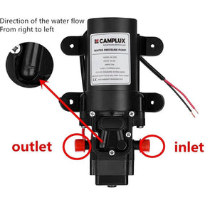 Camplux 12V Wasserpumpe 35PSI DC 1,2GPM 4,3LPM Membran für Caravan RV Marine Fischerboot