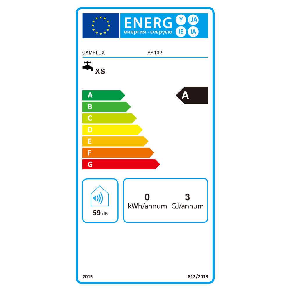 Camplux AY132N Réservoir à gaz sans réservoir, 5 L au gaz propane, réservoir d'eau chaude instantanée [Energieklasse A] 