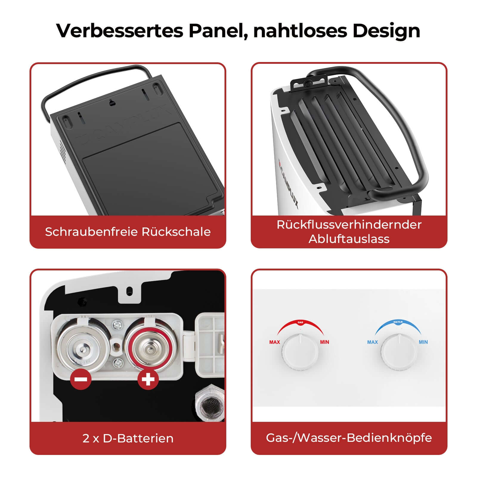 Camplux AY132P43 Réservoir à gaz de 5 litres avec poignée de transport, réservoir à gaz GPL sans réservoir pour camping-car, gaz propane ou butanga, 10 kW, 37 mbar 