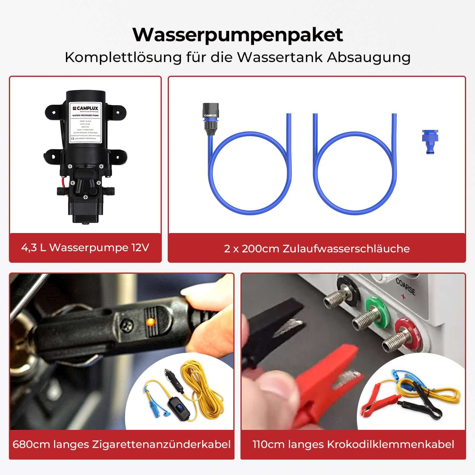 Camplux AY132P43 5 Liter Gasdurchlauferhitzer mit tragbarem Griff, Tankless LPG Durchlauferhitzer für Campingdusche Pferdedusche, Propan- oder Butangas, 10kW, 37mbar 