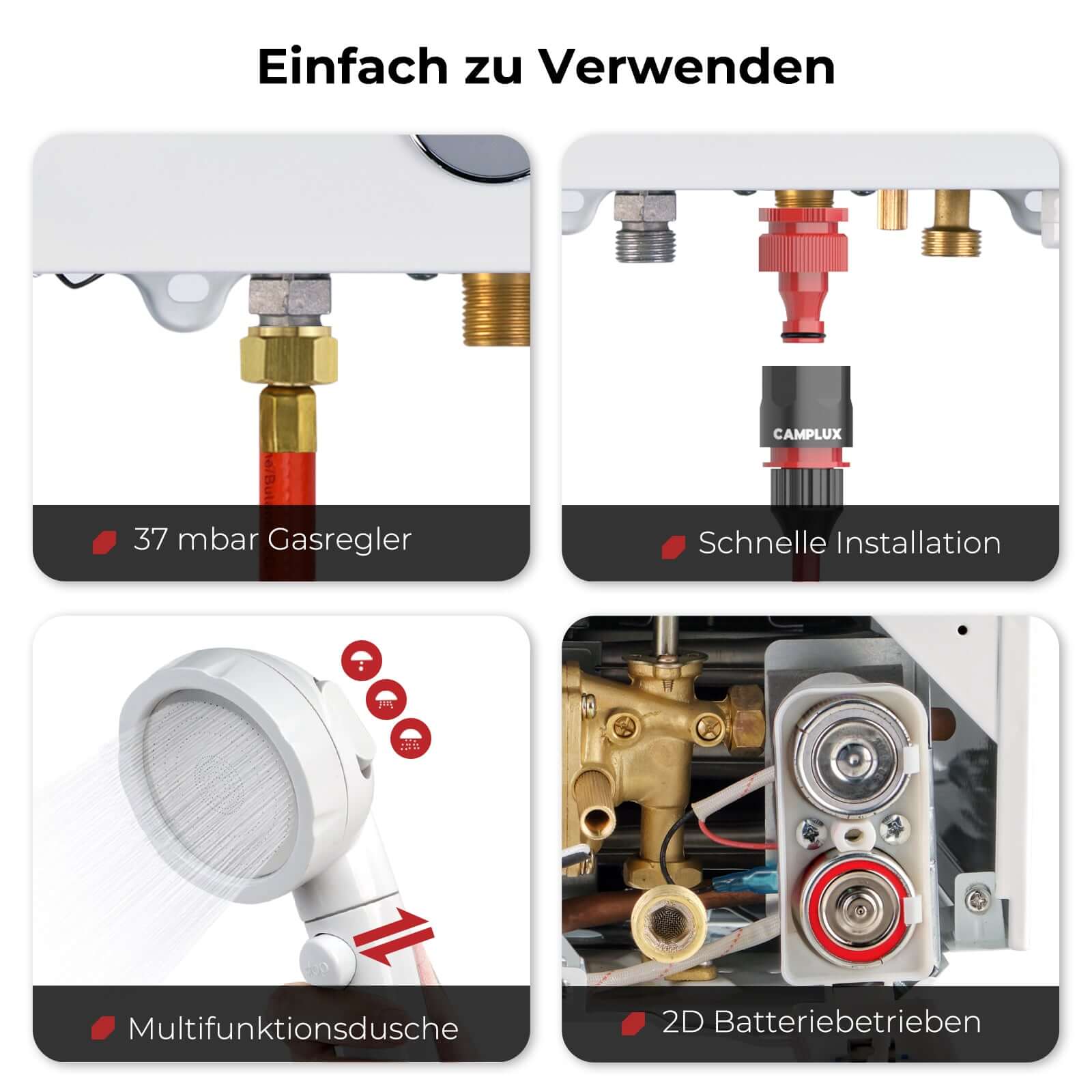 Camplux BW158C Tankless Gasdurchlauferhitzer mit Regenkappe