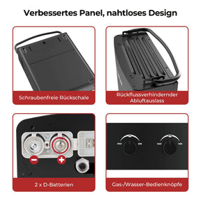 Camplux AY132B 5 Liter Gasdurchlauferhitzer mit tragbarem Griff, Tankless LPG Durchlauferhitzer 37mbar, 10kW, Propan- oder Butangas, für Campingdusche Pferdedusche [Energieklasse A] 