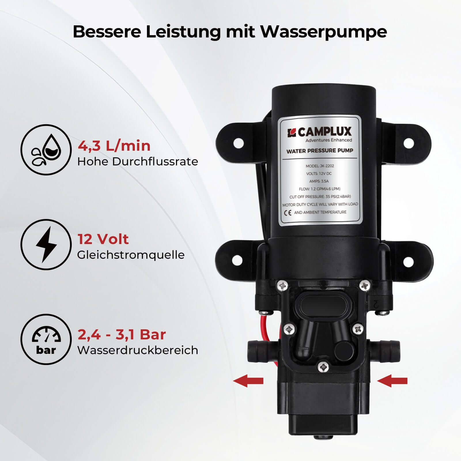 Camplux AY132P43 5 Liter Gasdurchlauferhitzer mit tragbarem Griff, Tankless LPG Durchlauferhitzer für Campingdusche Pferdedusche, Propan- oder Butangas, 10kW, 37mbar 