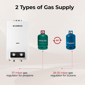 CAMPLUX BD300NG Gas-Warmwasserbereiter 11 Liter, Low NOx/ErP, 37 mbar, Erdgas