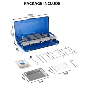 Camplux JK-5330 Campingkocher, 3 Brenner mit Deckel, Camping-Gaskocher, 4,5 kW, Butan/Propan, 30/37 mbar, geeignet 